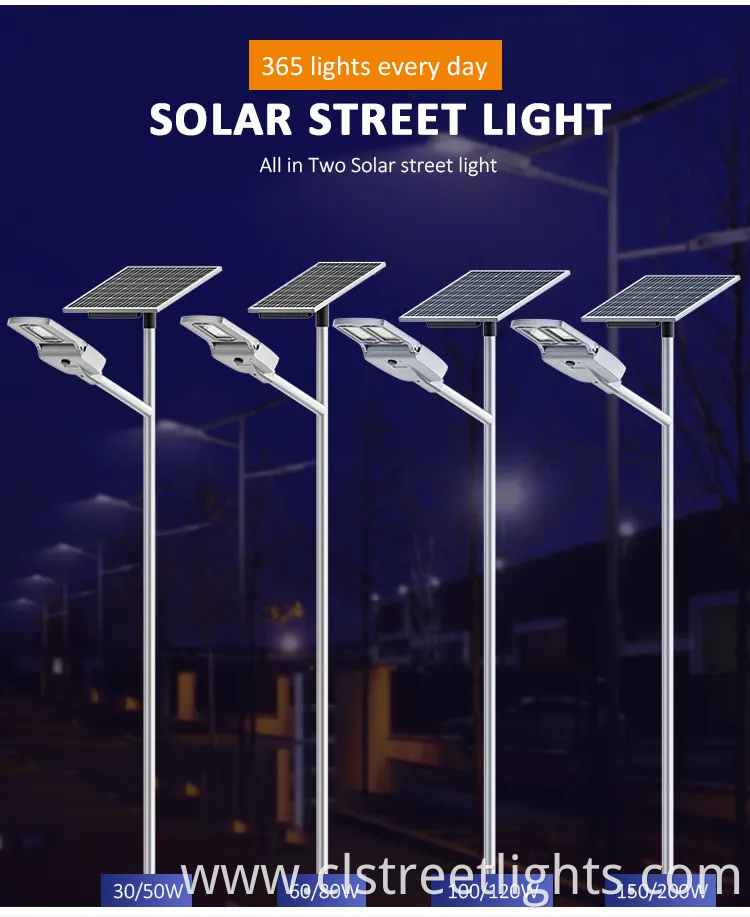 Outdoor Waterproof Integrated All in Two 100W 200W 300W 500W Solar Street Light with Solar Panel for Street